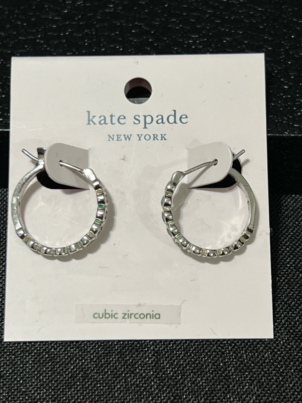 kate spade Silver Bezel-Set Cubic Zirconia Hoop Earrings